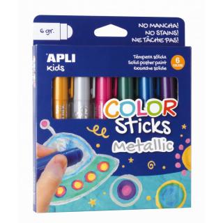 APLI KIDS Farby w kredce metaliczne 6 kolorów 3+