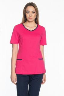 Bluza medyczna z lamówkami - różowa 100% bawełna (BD1-R)