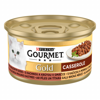 Gourmet Gold Adult Kaczka i indyk w brązowym sosie Mokra Karma dla kota op. 85g