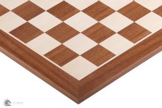 Deska szachowa nr 5 (bez opisu) mahoń/jawor (intarsja) Szachownica bez opisu drewniana mahoń pole 50mm