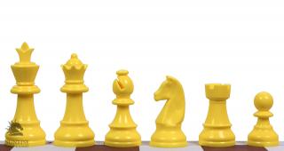 Figury szachowe Staunton 6, plastikowe (król 95 mm) - żółte Nieobciążane plastikowe figury szachowe o wysokości Króla 95 mm w woreczku foliowym