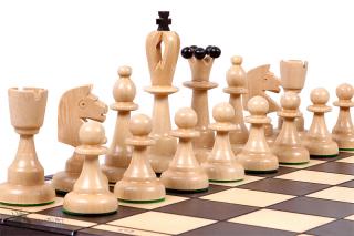 SZACHY AS (42x42cm) tradycyjne, uniwersalne Drewniane szachy rzeźbione AS