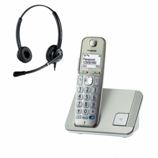 Telefon bezprzewodowy z słuchawką call center Panasonic KX-TGE210PDN + Platora Pro-D