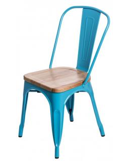 Krzesło Metalove Wood niebieskie sosna