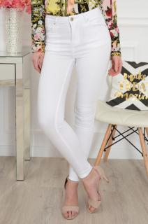 Spodnie jeansowe rurki z wysokim stanem białe Rozmiar: XS