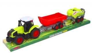 Zabawka duży traktor z przyczepą i z maszyną rolniczą 7319