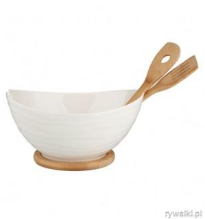 Altom Regular Salaterka porcelana z łyżkami bambus
