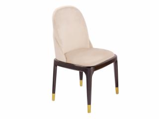 Beżowe krzeslo Glamour  Almond / czarno złote nogi